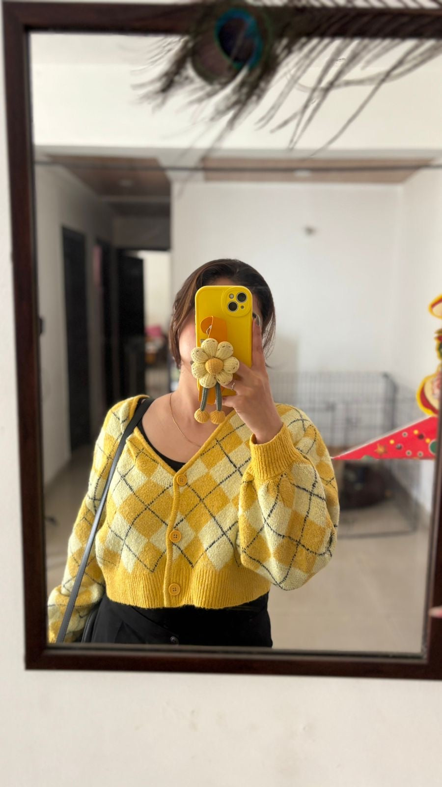Handwoven Crochet Sunflower Wrist‑Strap Phone Case for iPhone
