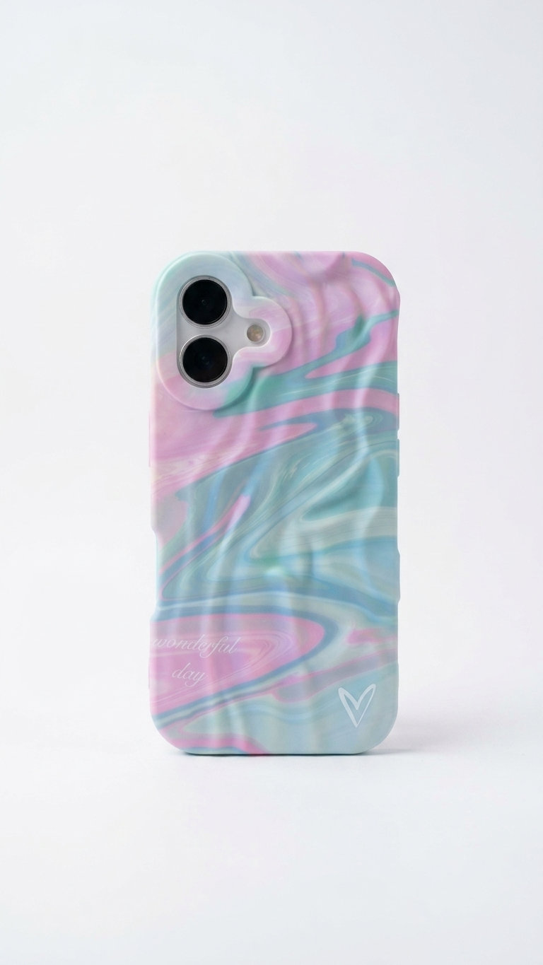 Blue & Pink Wavy Silicon Case for iPhone