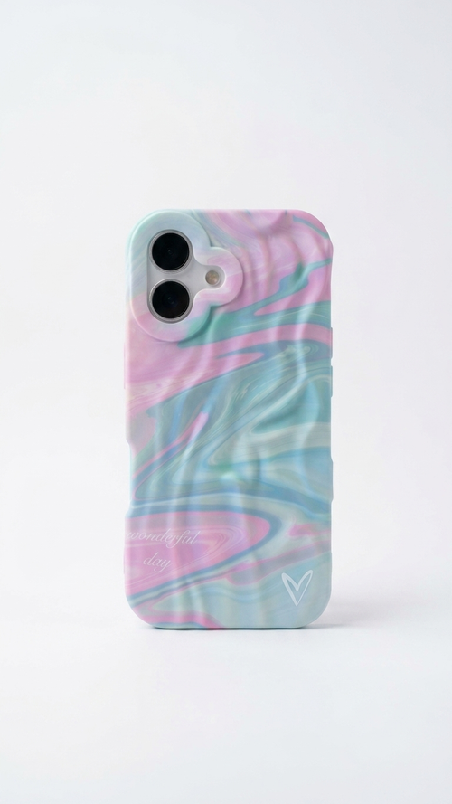 Blue & Pink Wavy Silicon Case for iPhone
