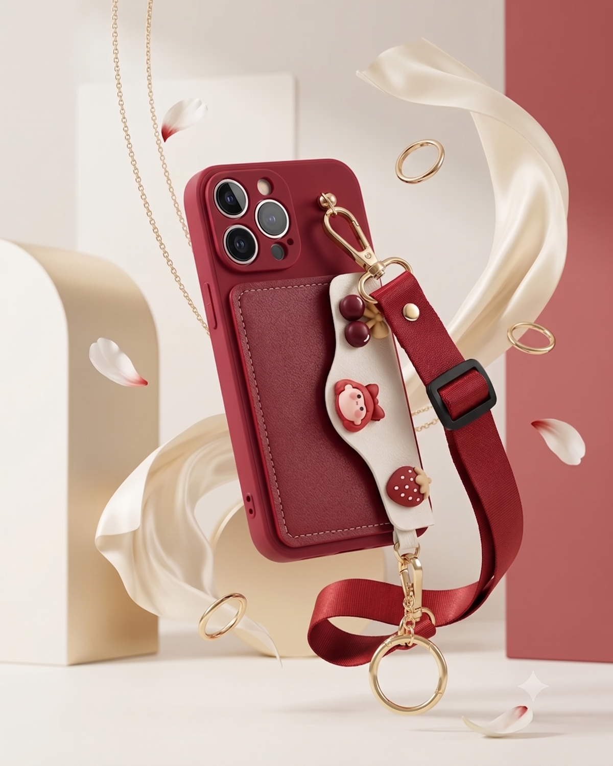Fashion flower girls leather phone case wallet bag