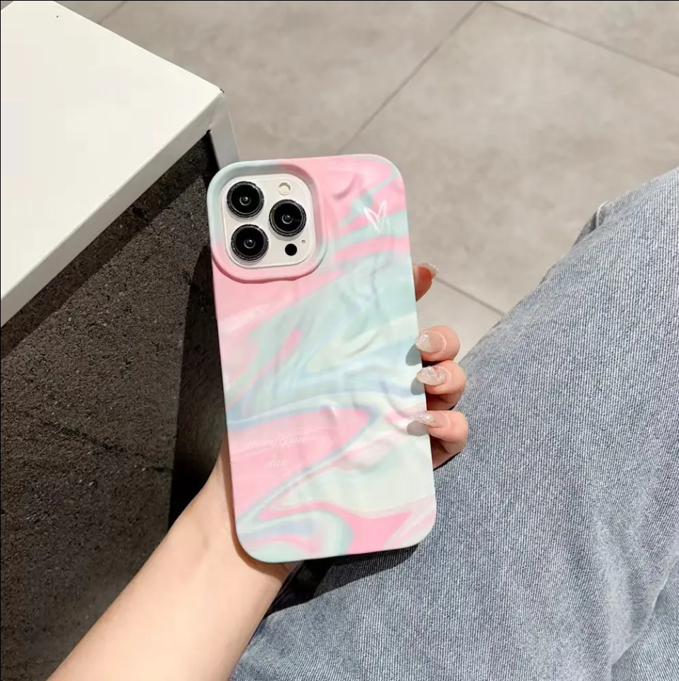 Blue & Pink Wavy Silicon Case for iPhone