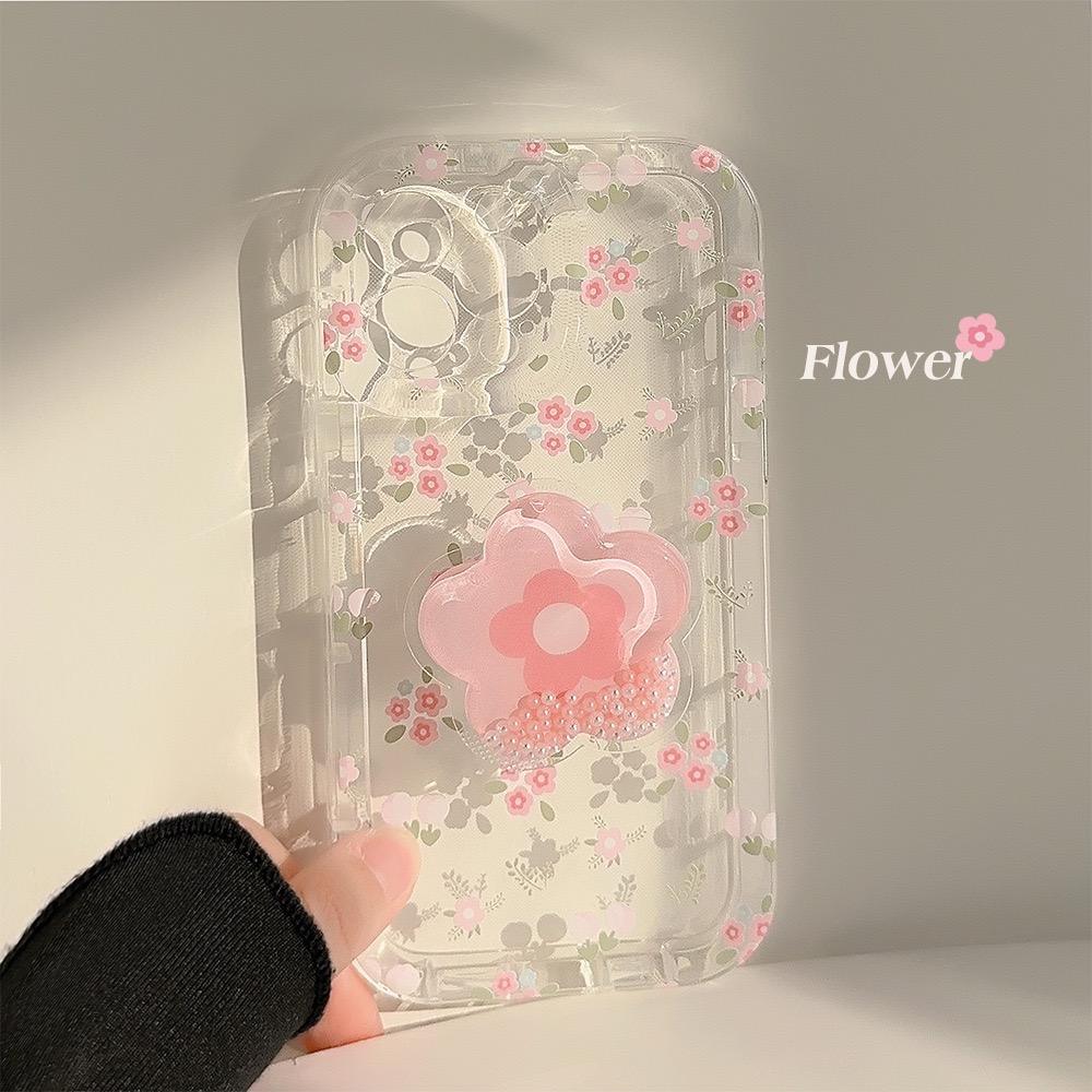 Summer Floral iPhone Case – Soft Matte Pastel Aesthetic Cover with QuickSand Holder