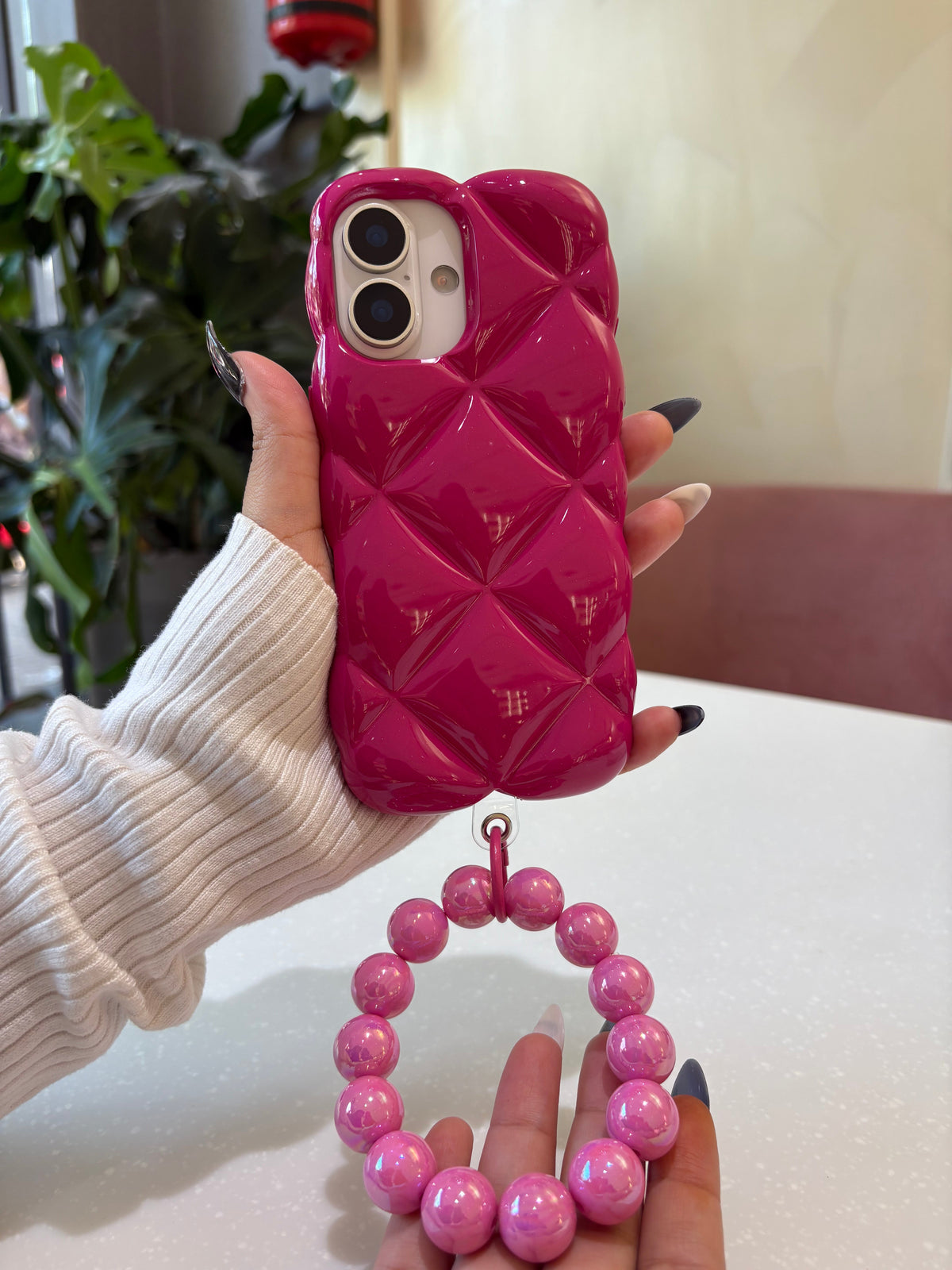 Rose Puff Quilted Chain Case