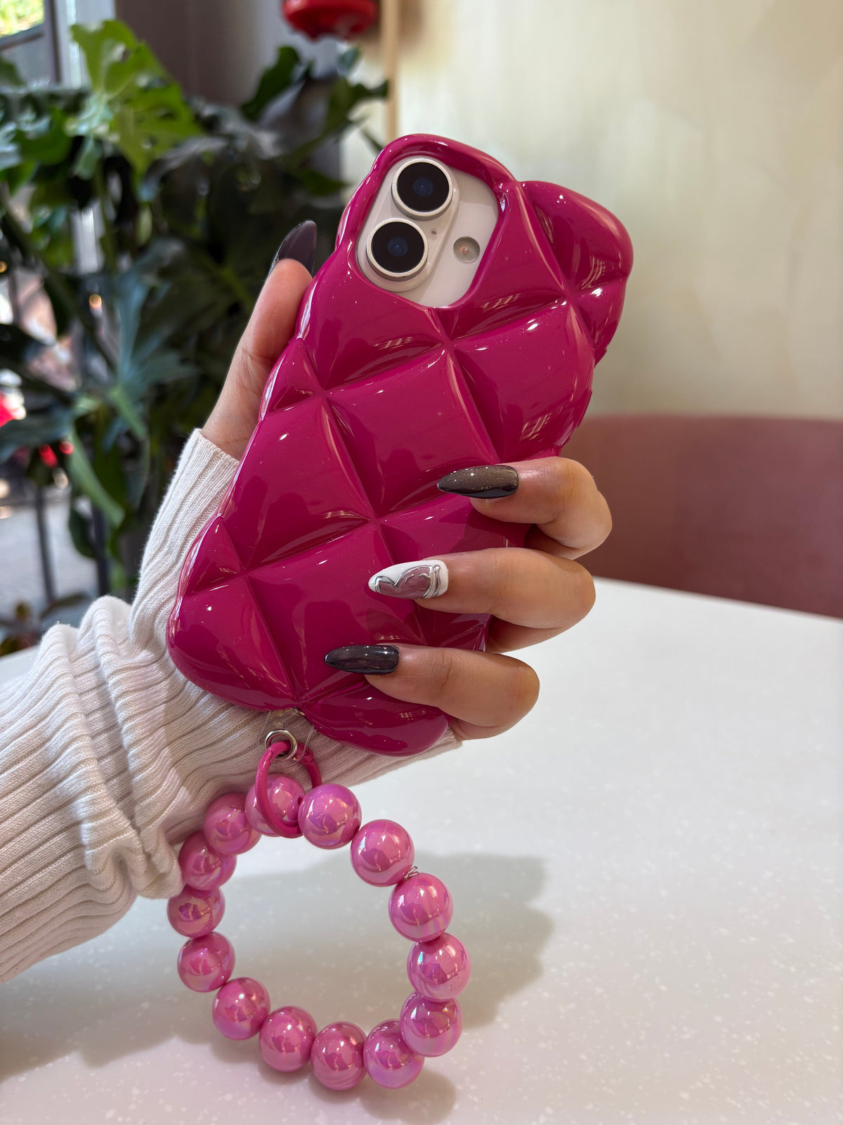 Rose Puff Quilted Chain Case