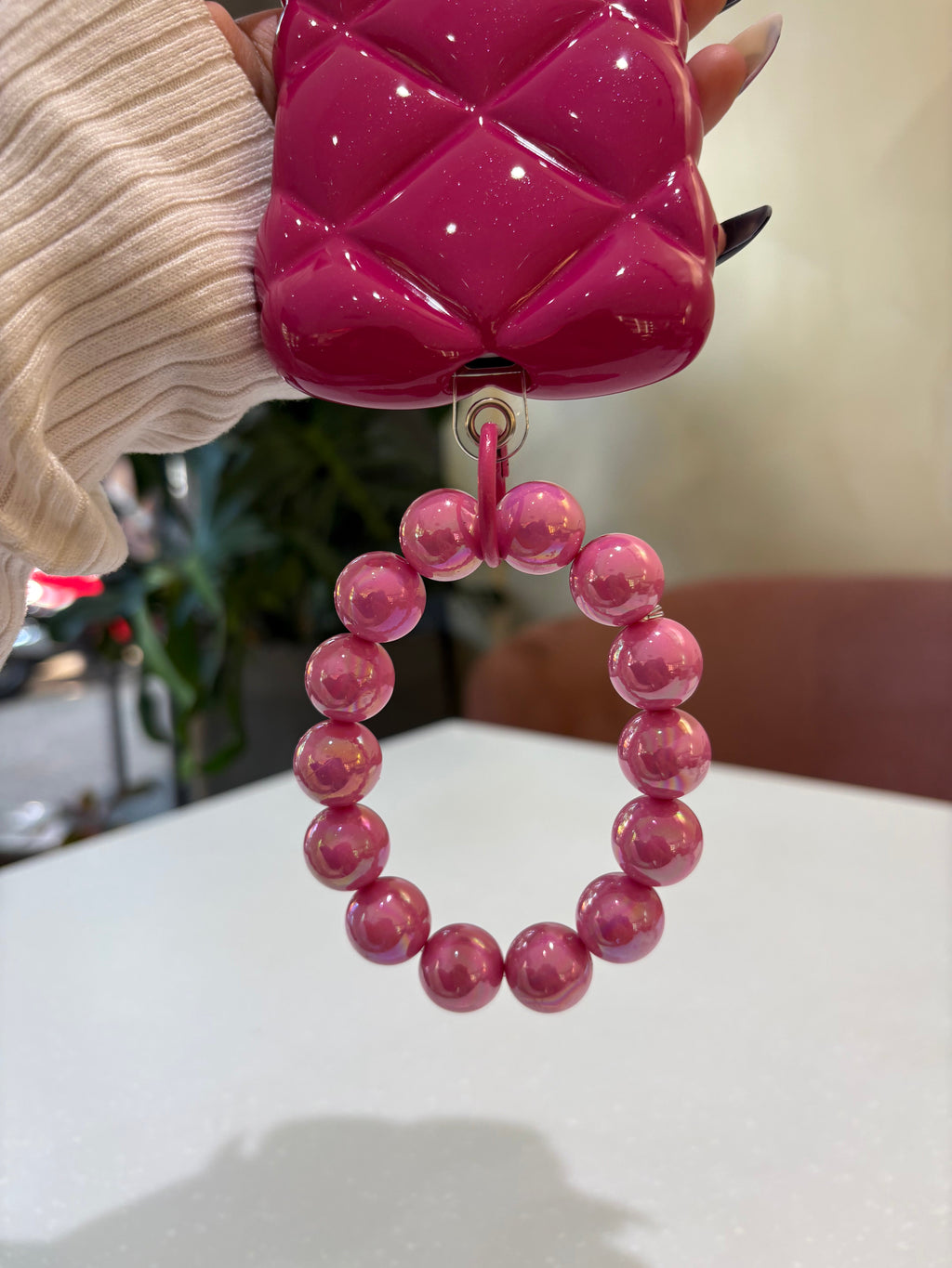 Rose Puff Quilted Chain Case