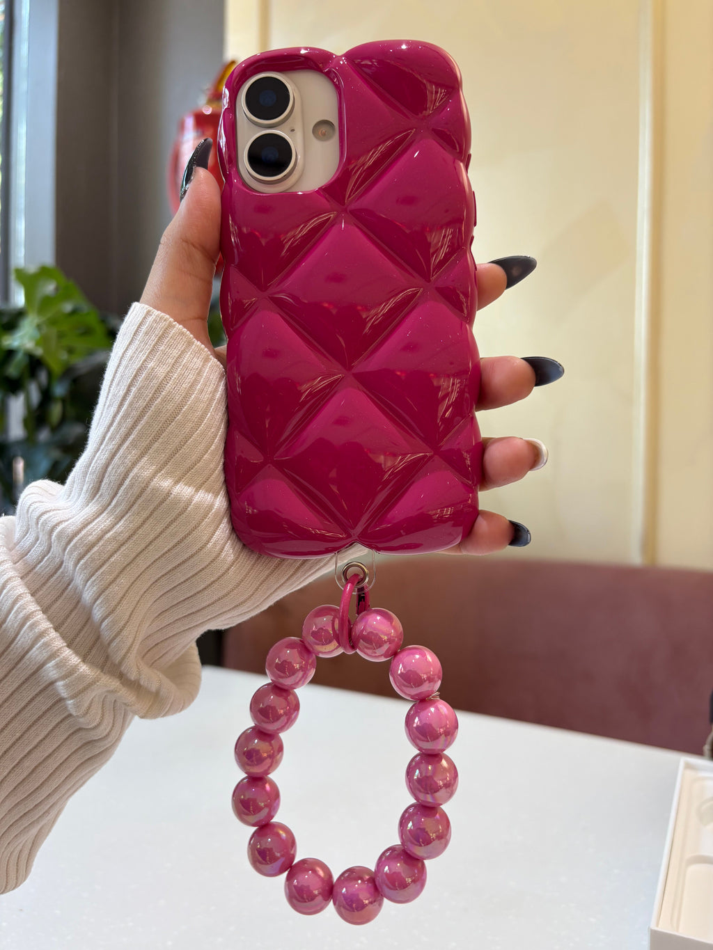 Rose Puff Quilted Chain Case