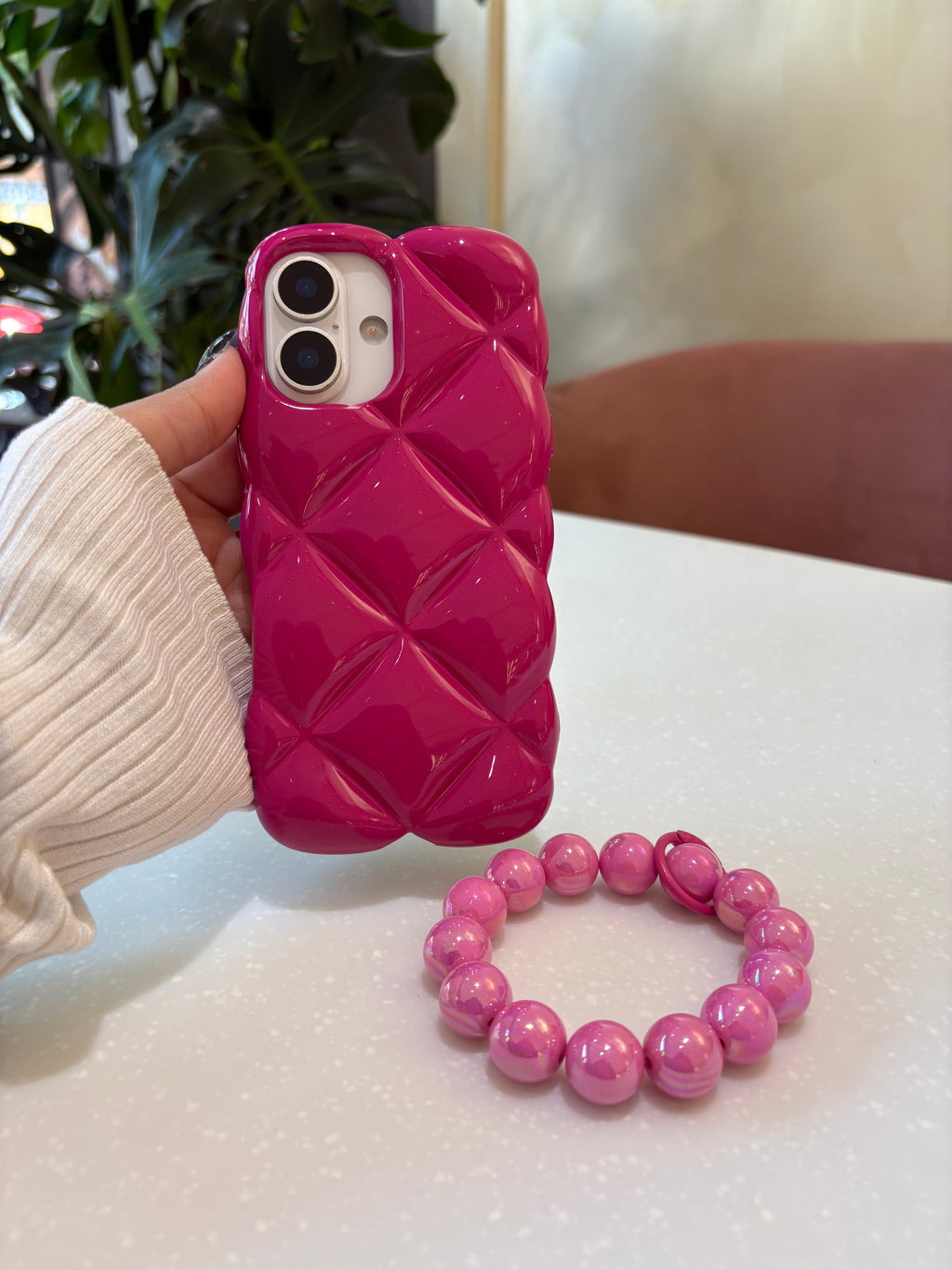 Rose Puff Quilted Chain Case