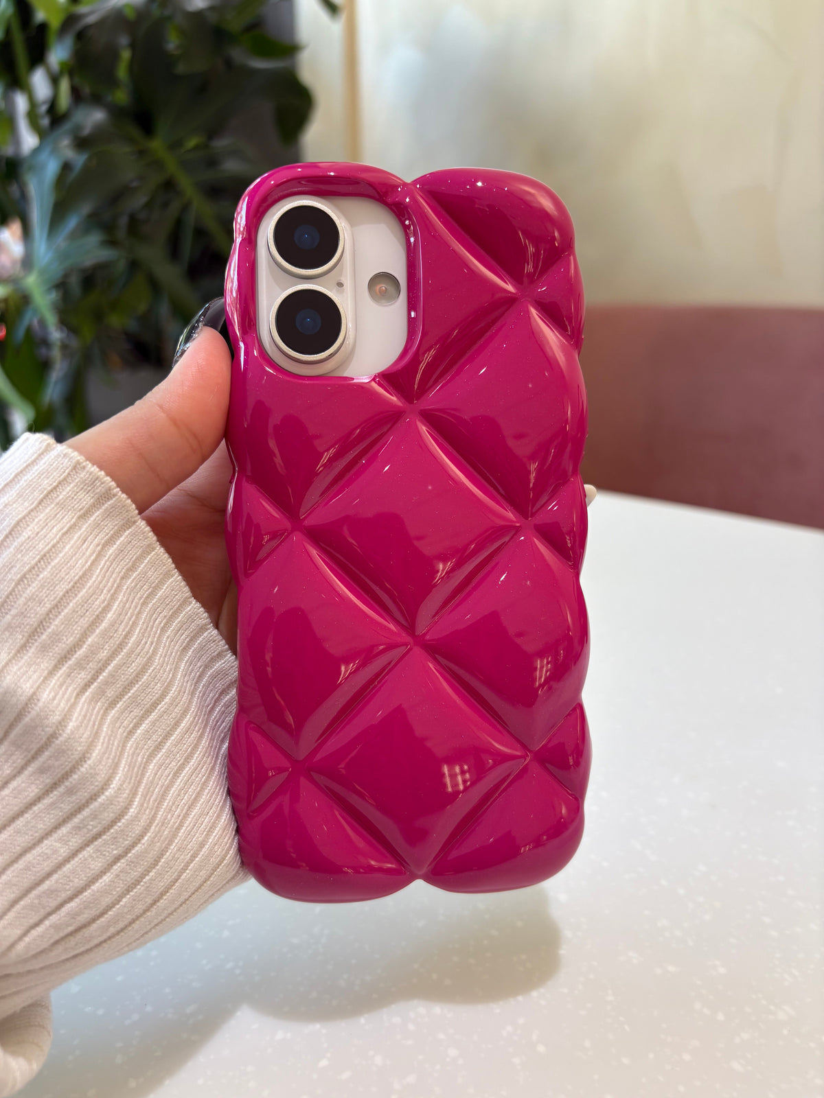 Rose Puff Quilted Chain Case