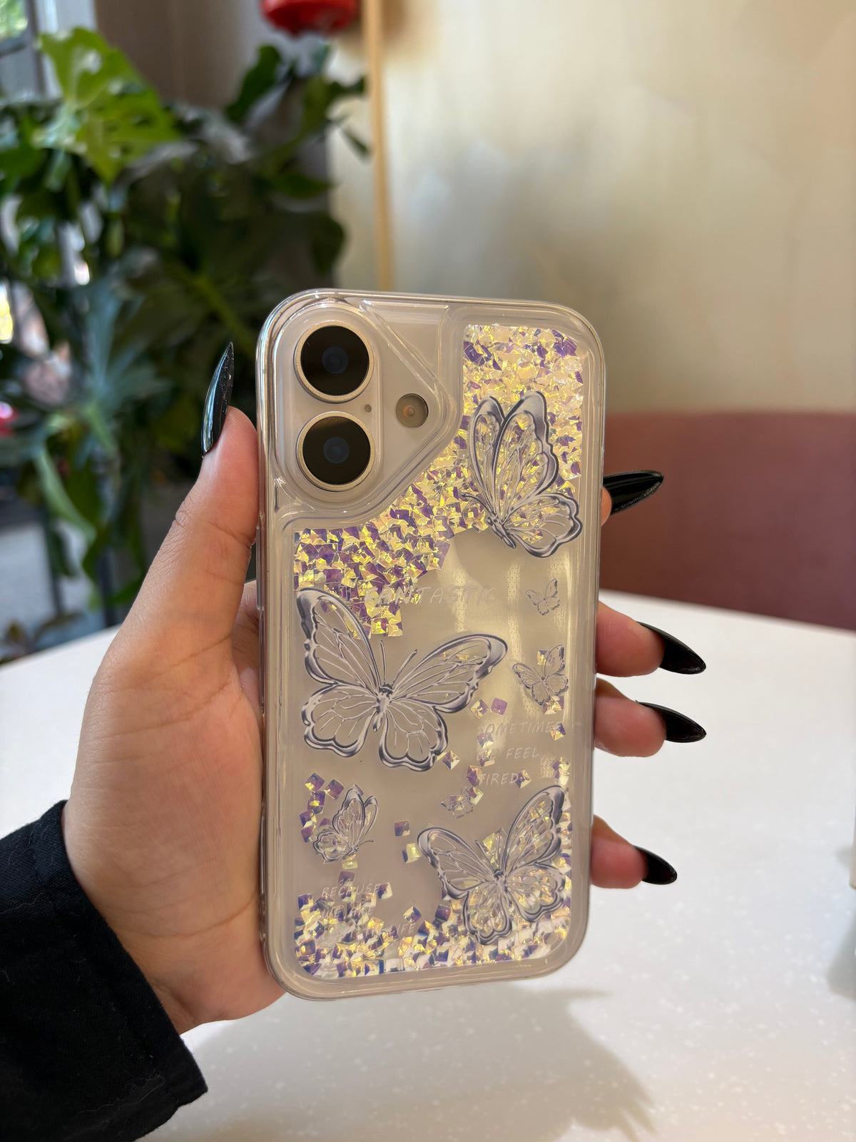 Crystal Butterfly Quicksand Glitter Case