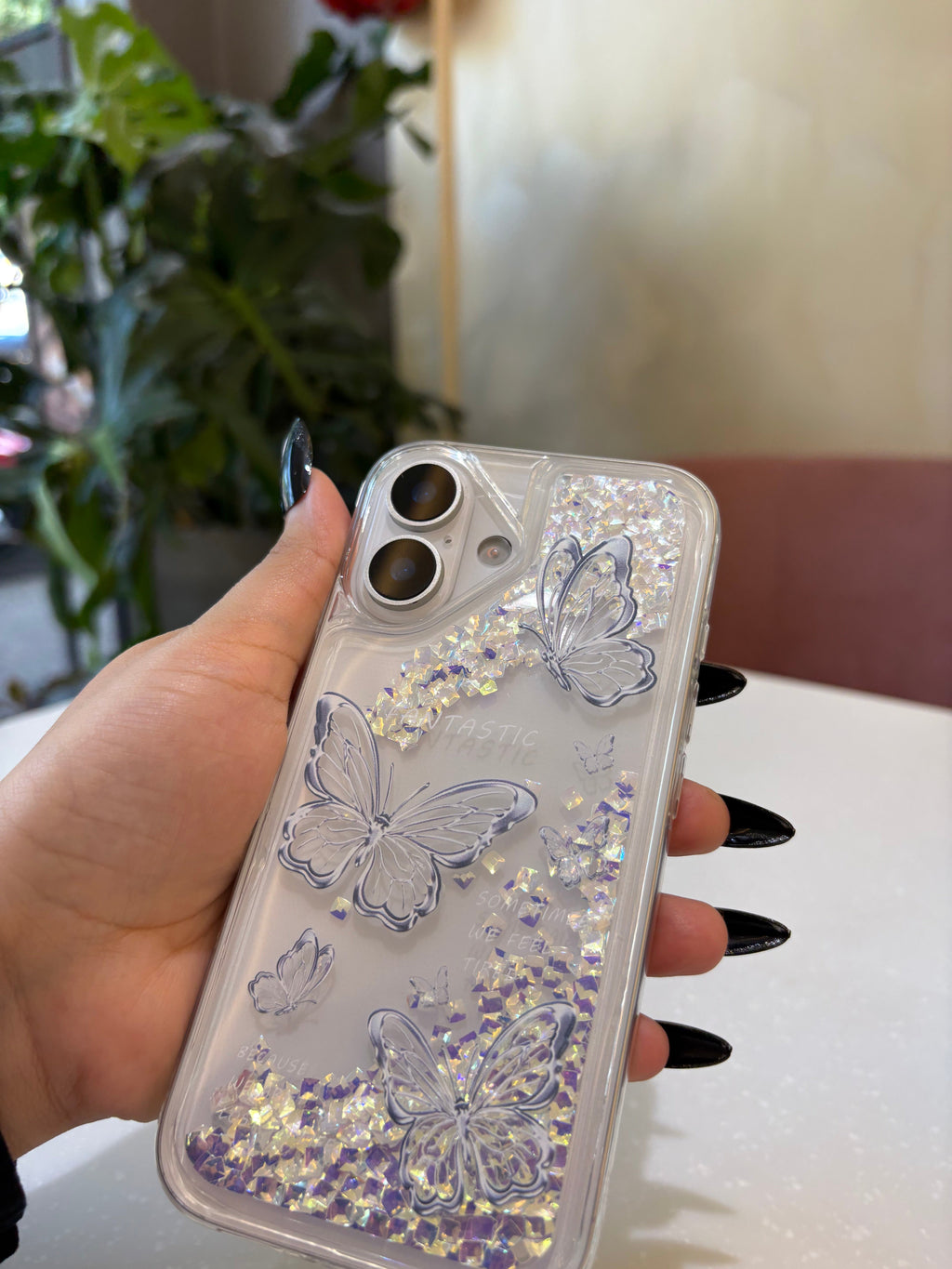 Crystal Butterfly Quicksand Glitter Case