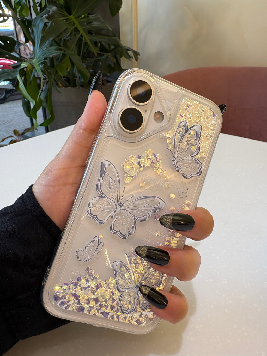 Crystal Butterfly Quicksand Glitter Case