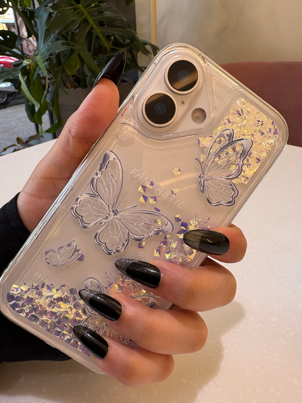 Crystal Butterfly Quicksand Glitter Case