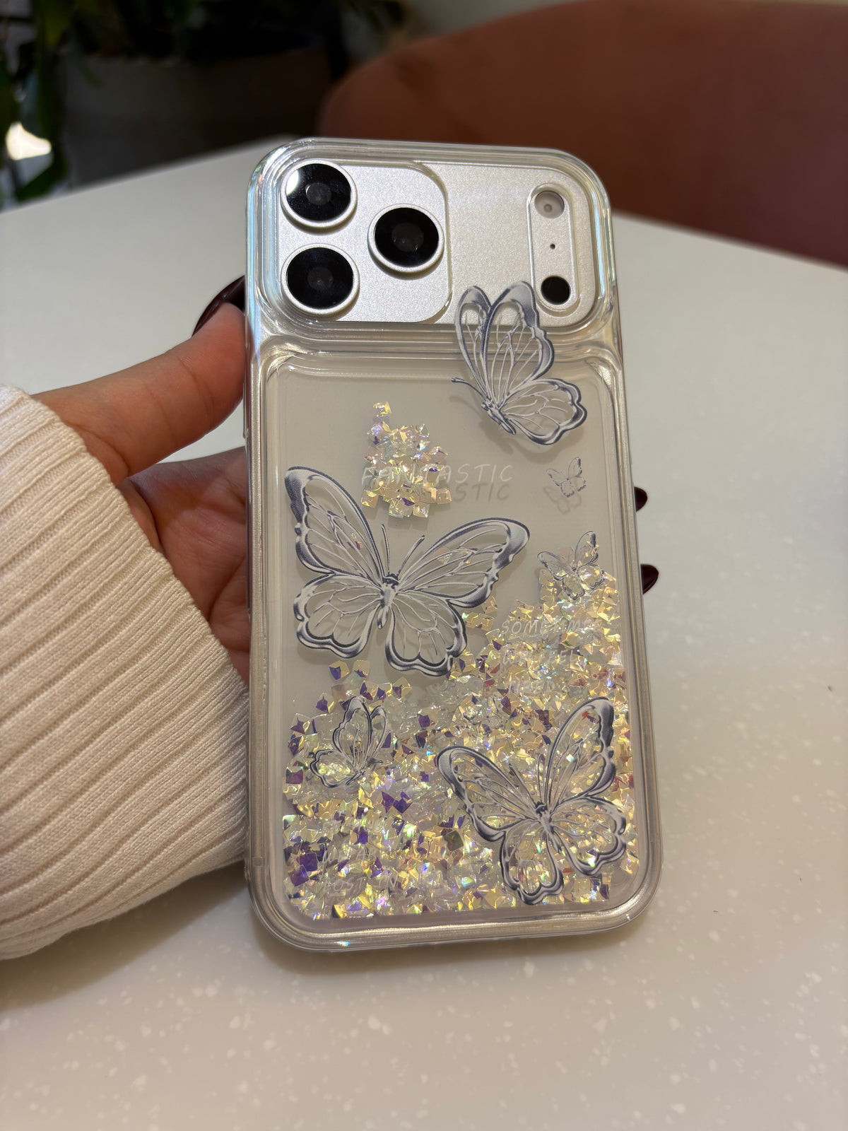 Crystal Butterfly Quicksand Glitter Case