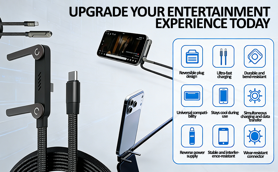 Fast Charging C-type Cable with Phone Stand