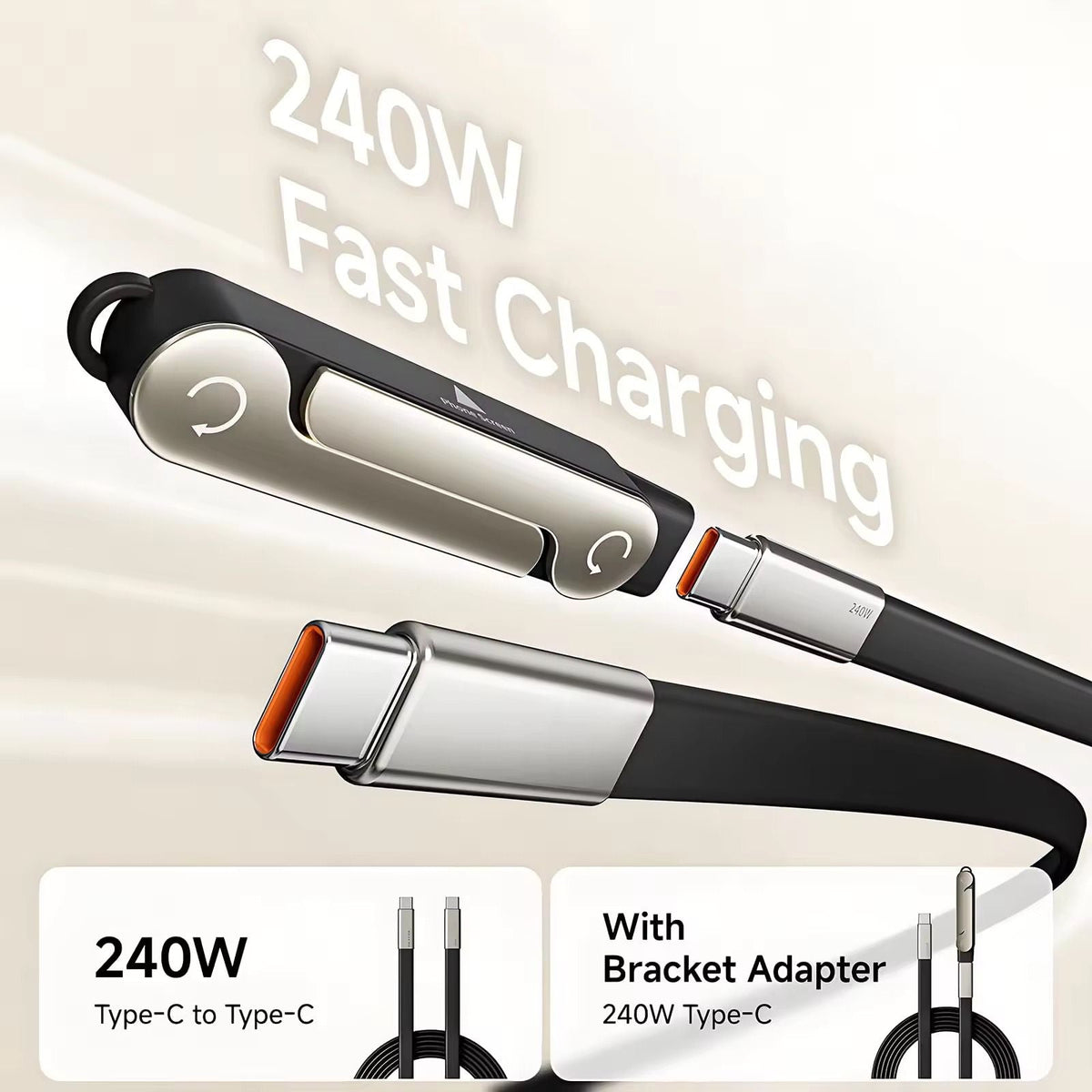 2 in 1 Detachable Fast Charging C-type Cable with Phone Stand