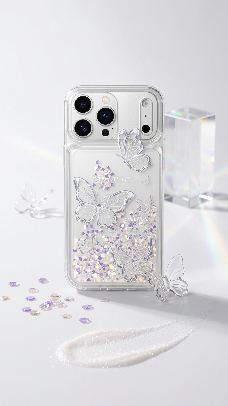 Crystal Butterfly Quicksand Glitter Case