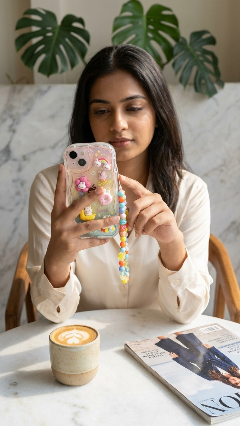 Curvy Edge Clear iPhone Case with Charm – Trendy & Protective