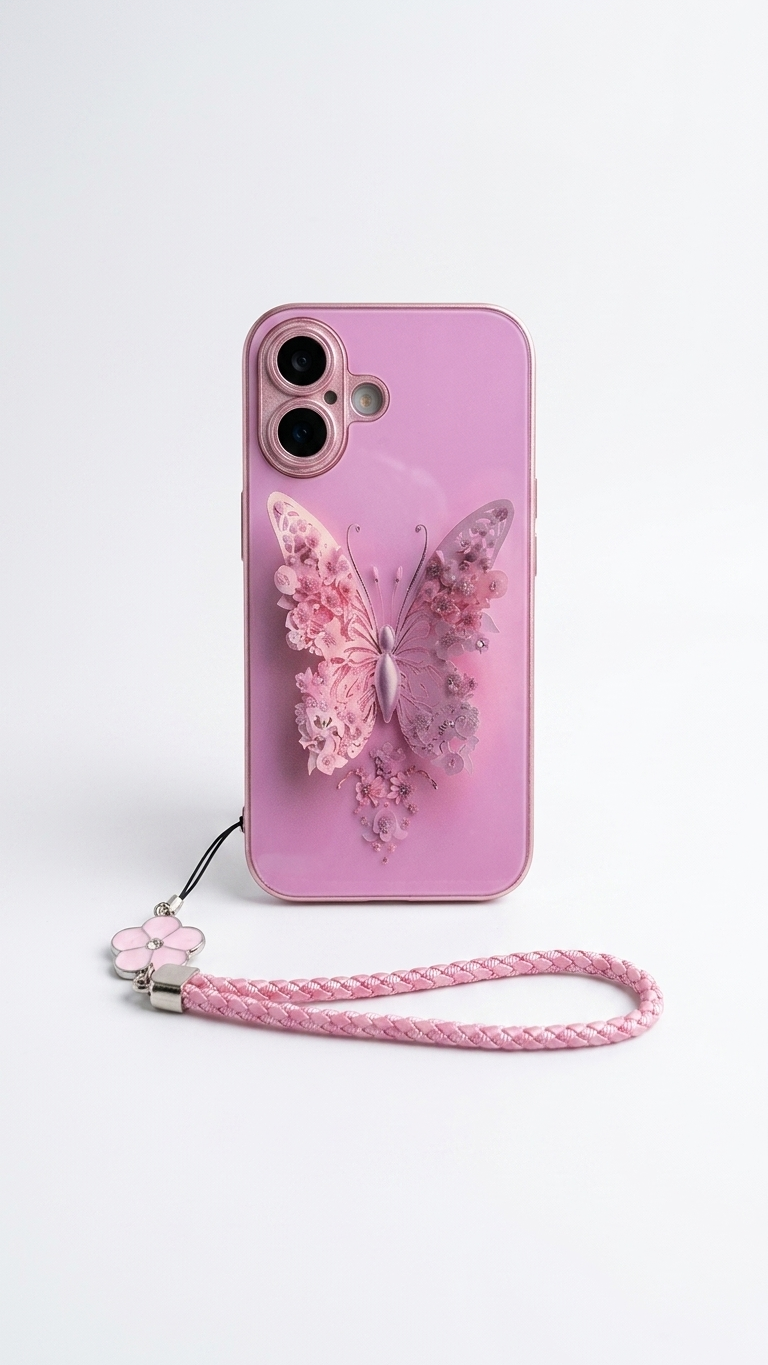 Floral Butterfly Glass-Back iPhone Case