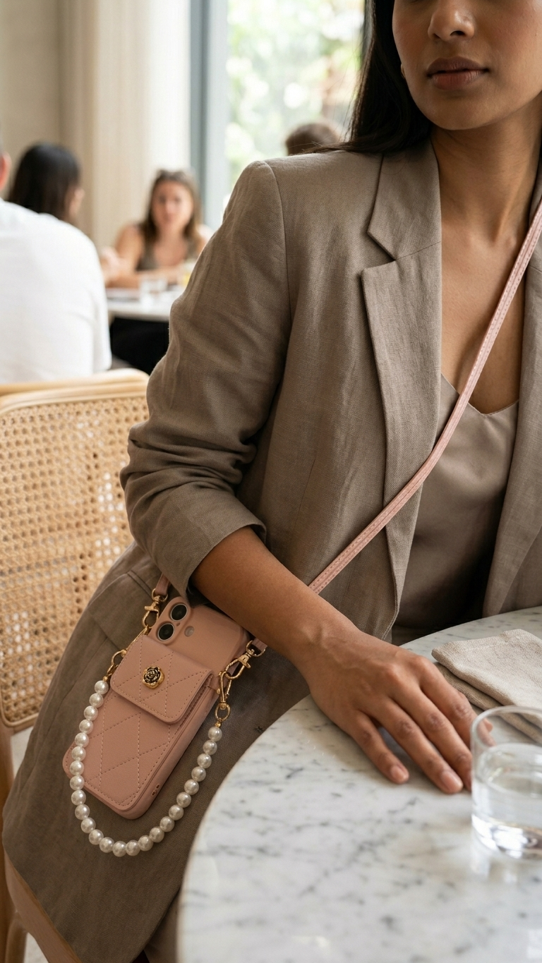 Royal Korean Pearl Pouch Sling iPhone Case