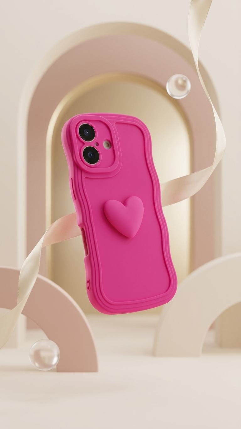 Neon Pink Heart iPhone Case
