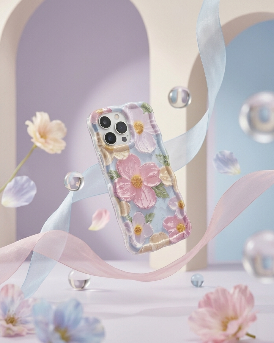 Pink Blossom Oil Painting Flower iPhone Mobile Case