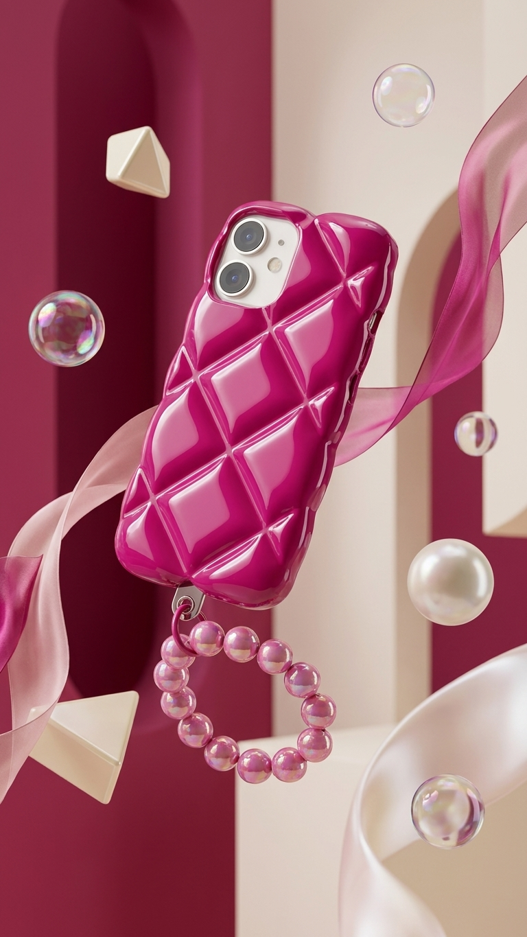 Rose Puff Quilted Chain Case