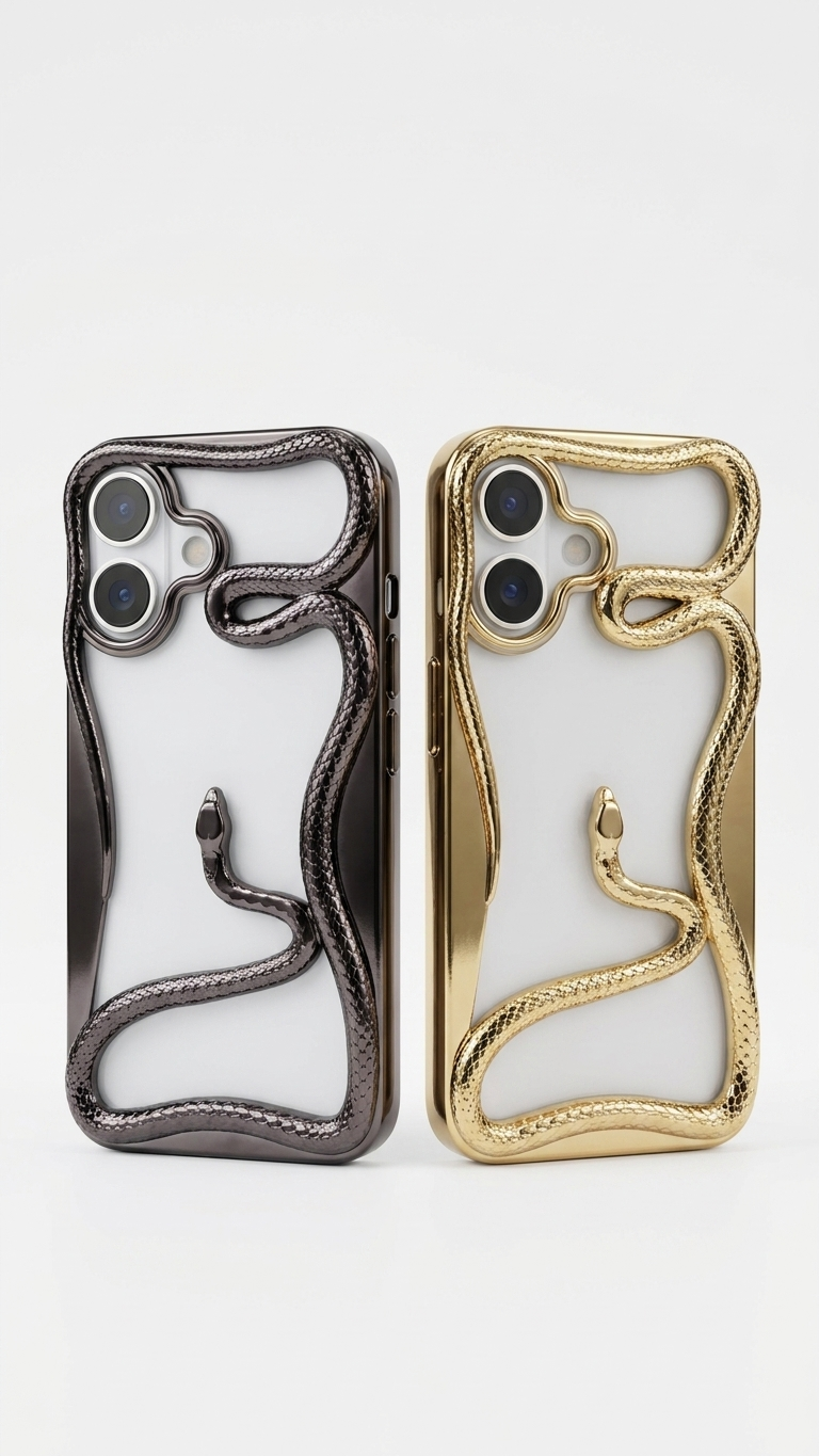 Snake 3D & Electroplated iPhone Case Shockproof Silicone & TPU
