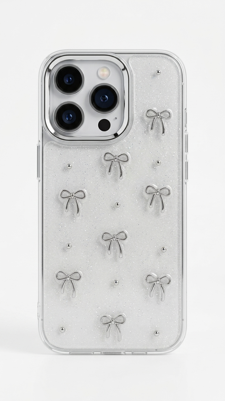 Transparent Glitter Bow iPhone Case